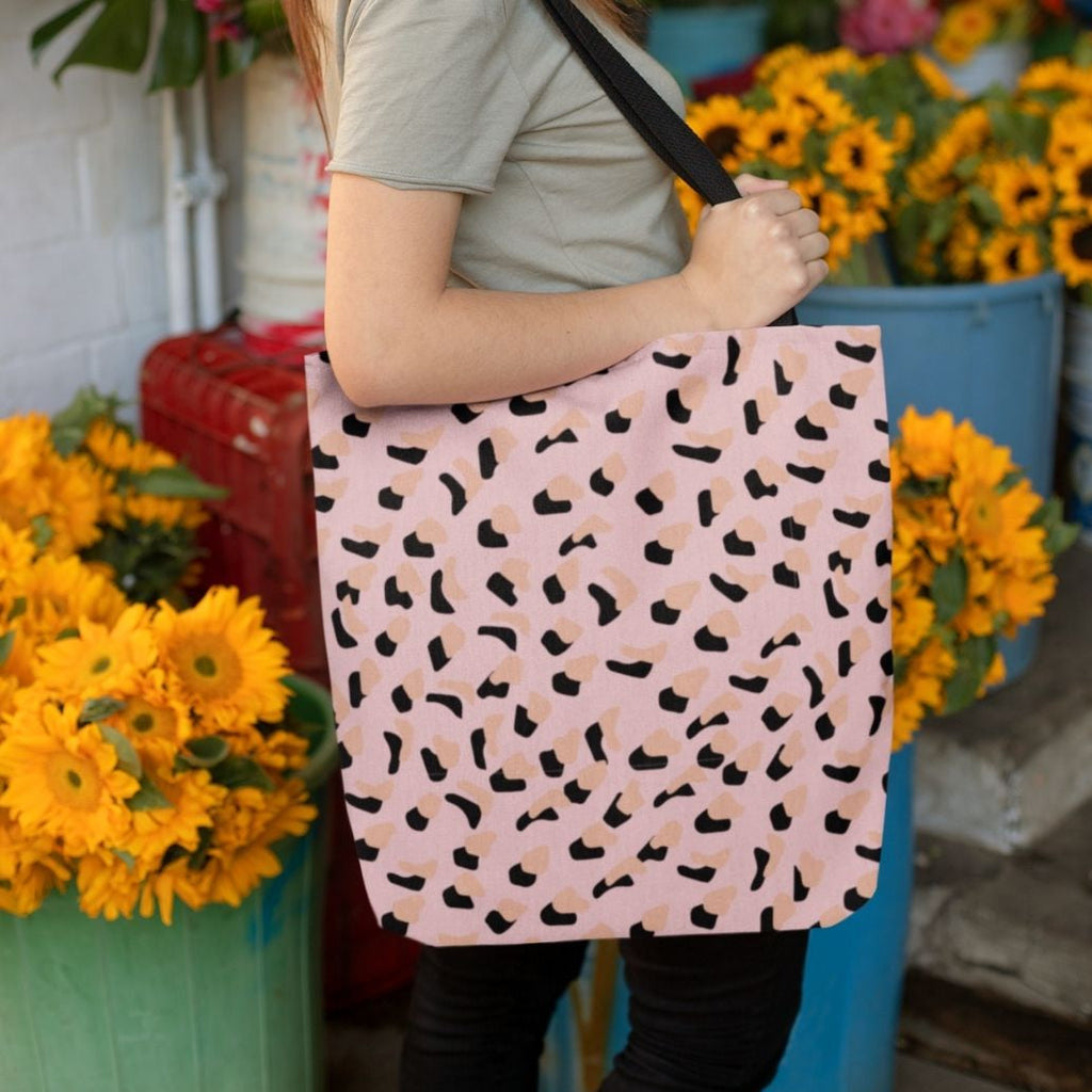 Pink Leopard Print Shopper Tote Bag Medium