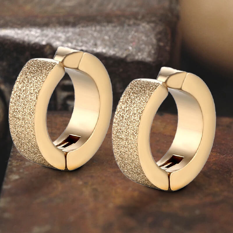 Punk Frosted Stainless Steel Hoop Ear Cuffs