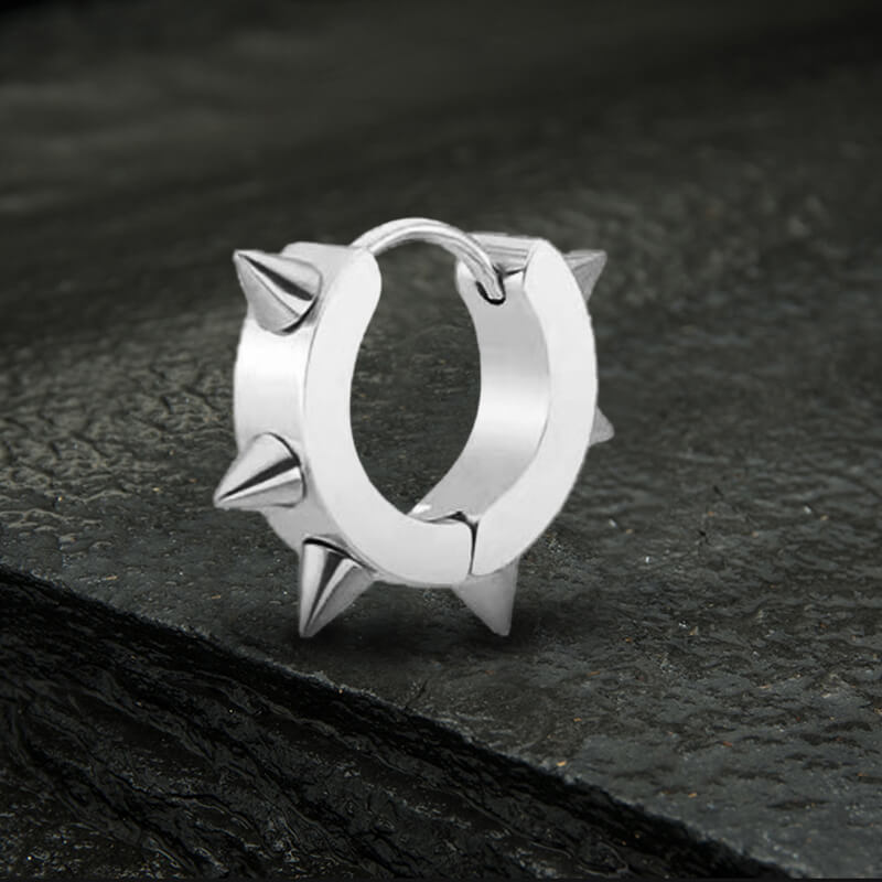 Punk Style Stainless Steel Spike Huggie Earrings