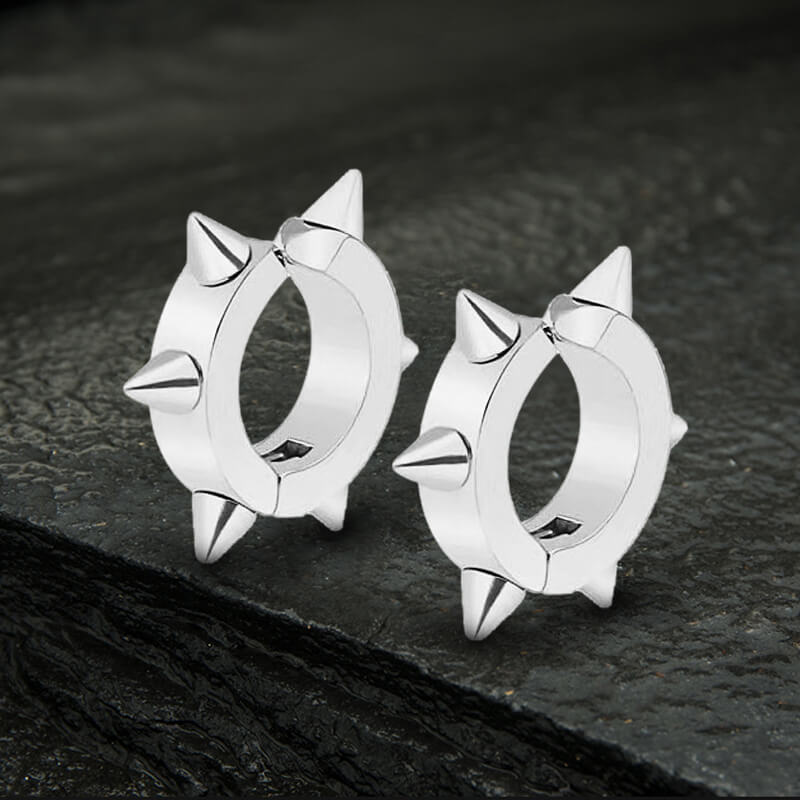 Punk Style Stainless Steel Spike Huggie Earrings