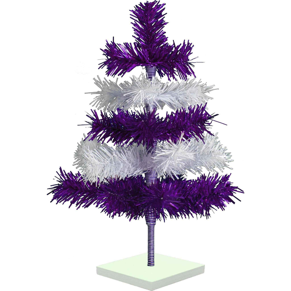 Purple & White Layered Tinsel Christmas Tree