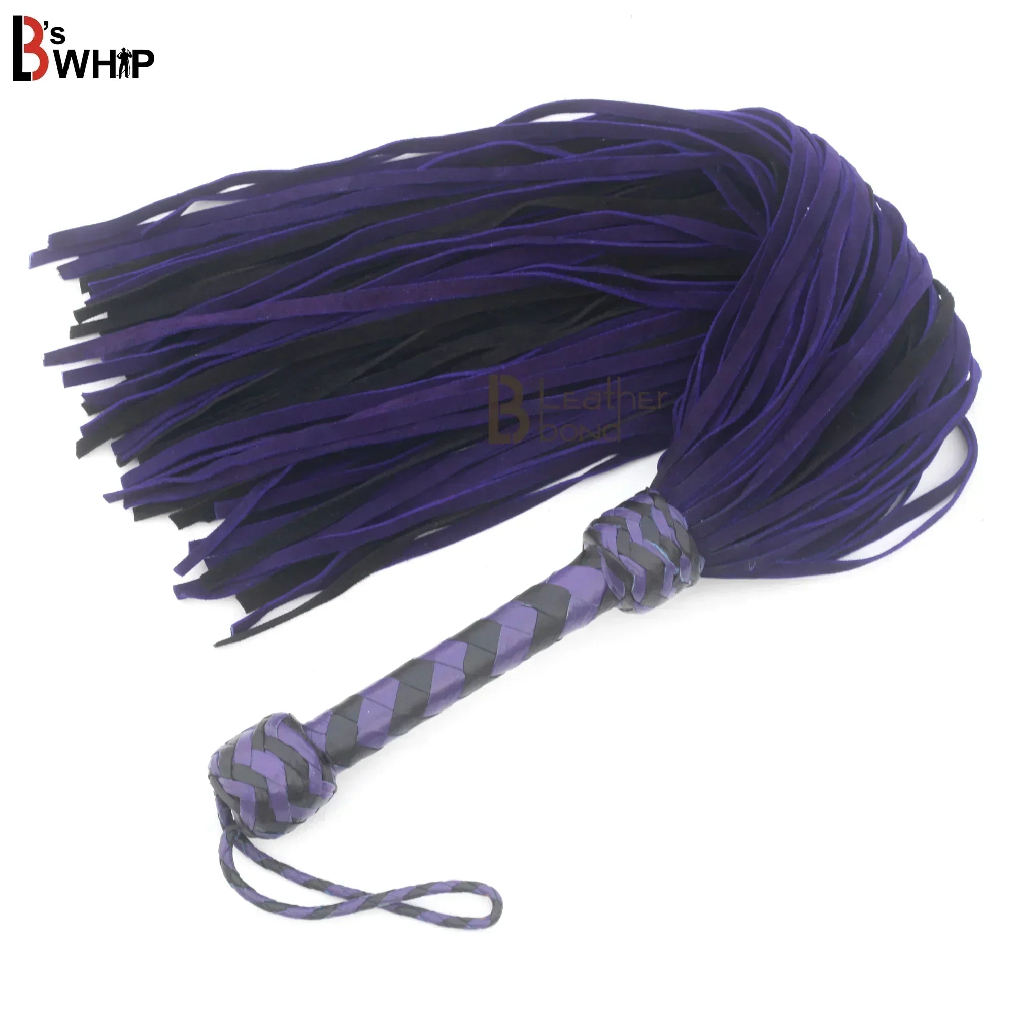 💜🖤 Real Cowhide Suede Leather Flogger 75 Falls Purple and Black Heavy Duty Thuddy Whip | BDSM Impact