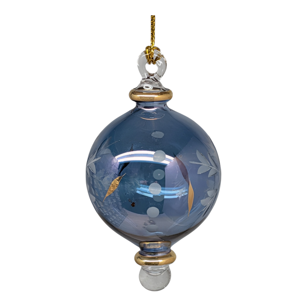 Small Sphere Glass With Gold Accents - Blue