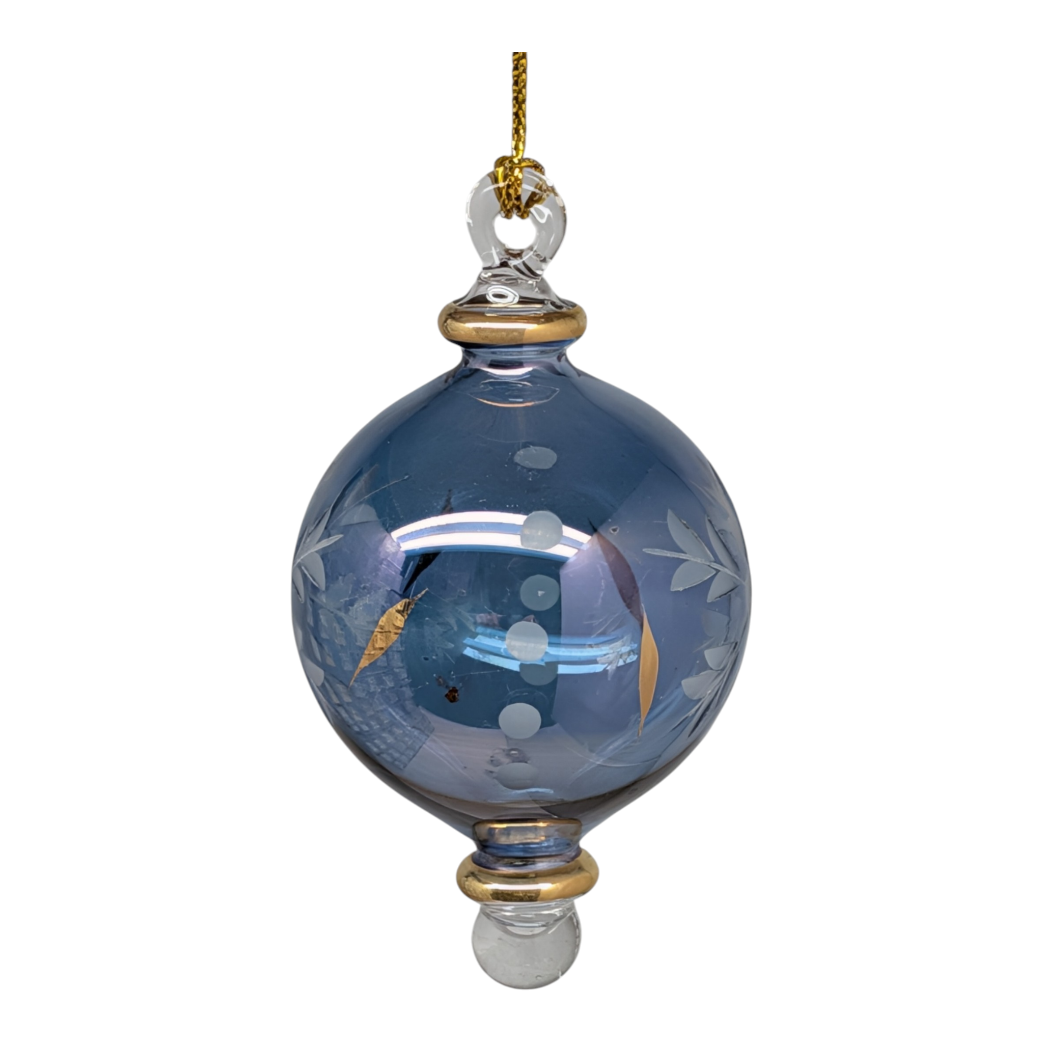 Small Sphere Glass With Gold Accents - Blue