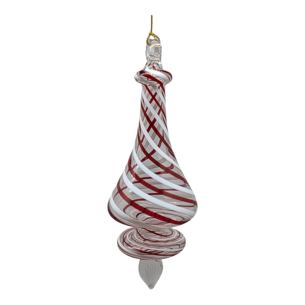 Peppermint Striped Cone Glass Ornament
