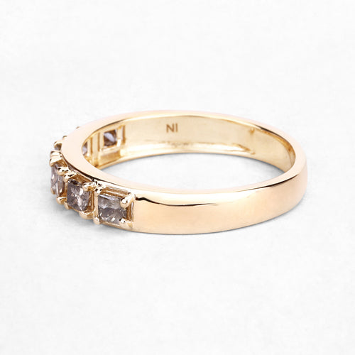 0.49 Carat Genuine Champagne Diamond 14K Yellow Gold Ring (I1-I2)