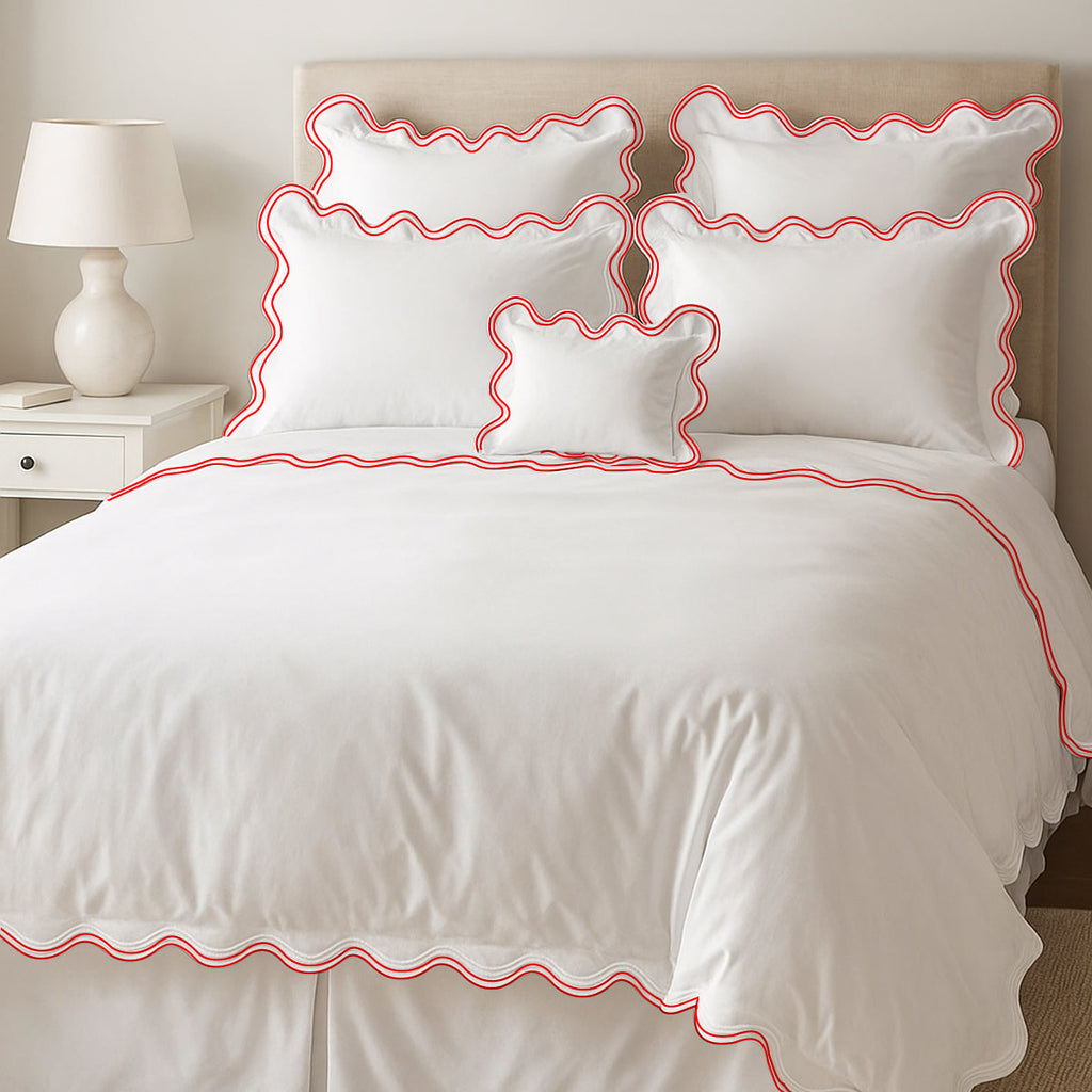 400TC Cotton Sateen Luxurious Double Scalloped Duvet Cover Set