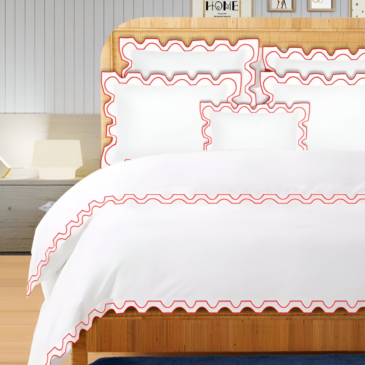 400TC Zig & Zag U Shape Embroidery Cotton Duvet Cover Set