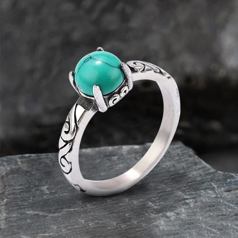 Gothic Gem-Set Stainless Steel Ring