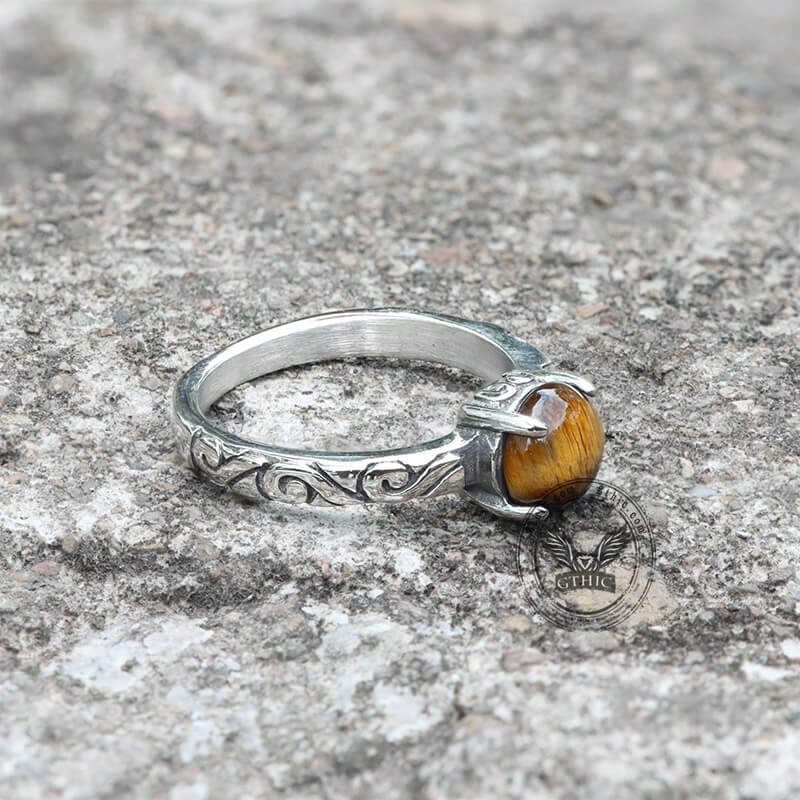 Gothic Gem-Set Stainless Steel Ring