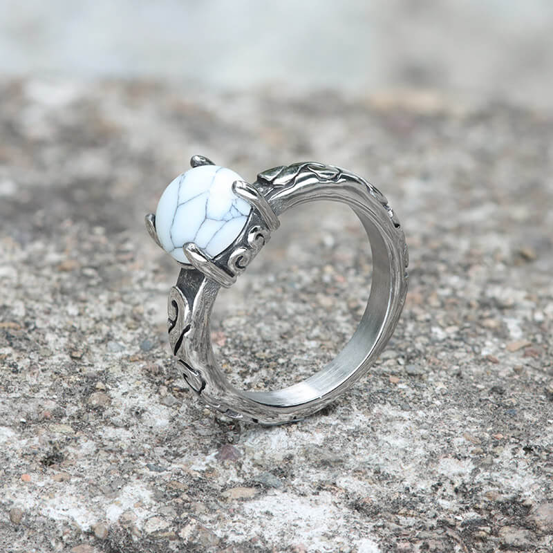 Gothic Gem-Set Stainless Steel Ring
