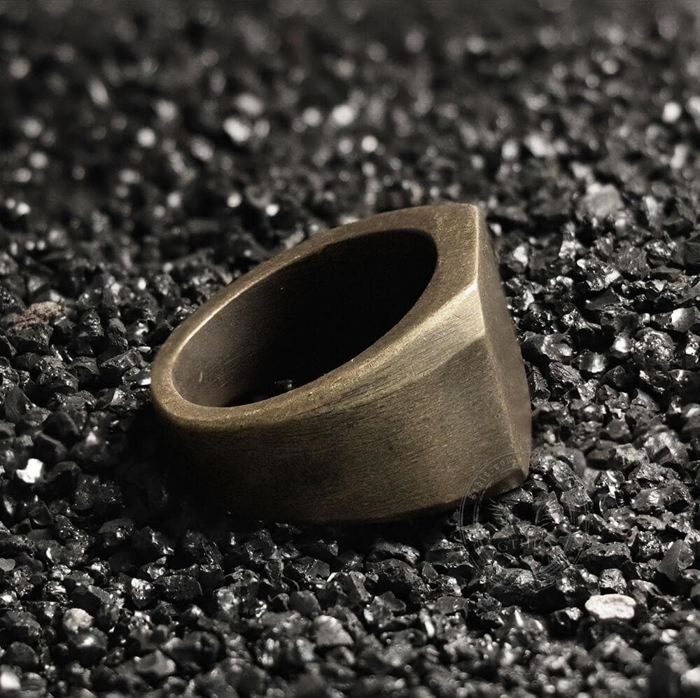 Retro Simple Plain Stainless Steel Square Ring