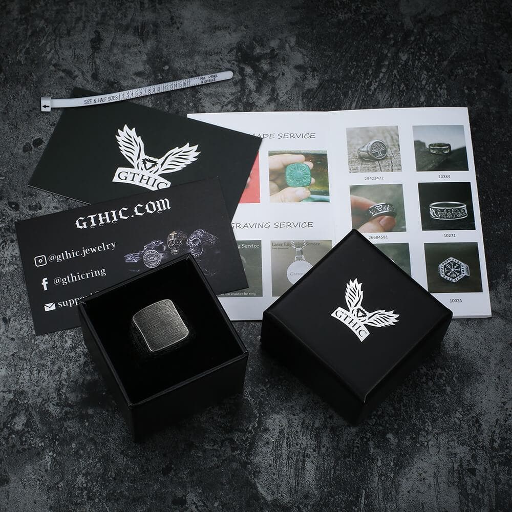 Retro Simple Plain Stainless Steel Square Ring