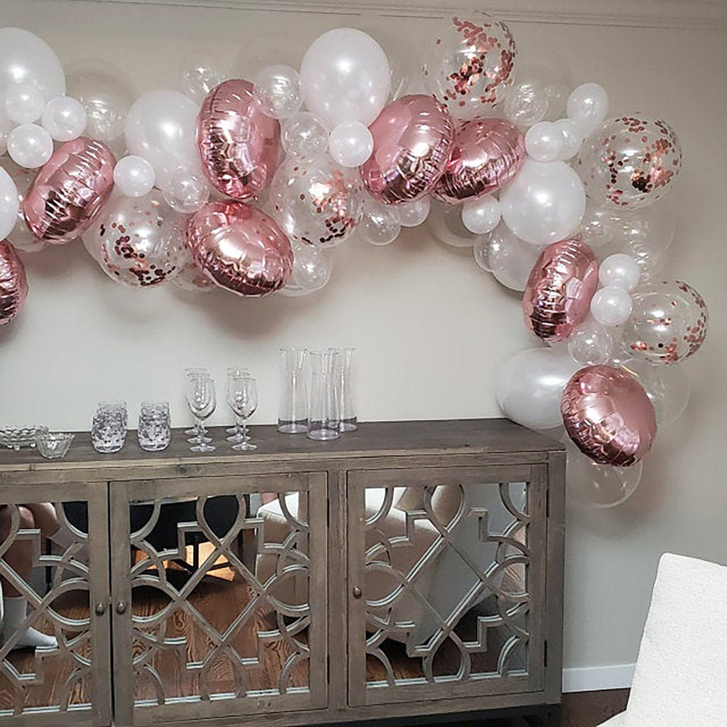 Rose Gold & Pearl White Balloon Garland Kit