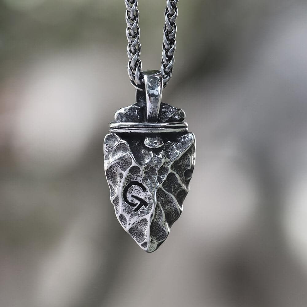 Rune Stone Arrow Stainless Steel Viking Pendant