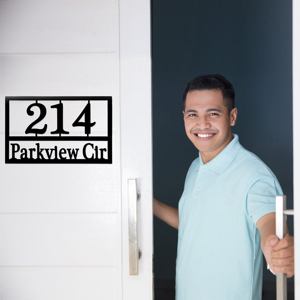 [COL] Home Address Plaque - 3 Sizes - Personalized Metal Street Name and House Numbers Sign