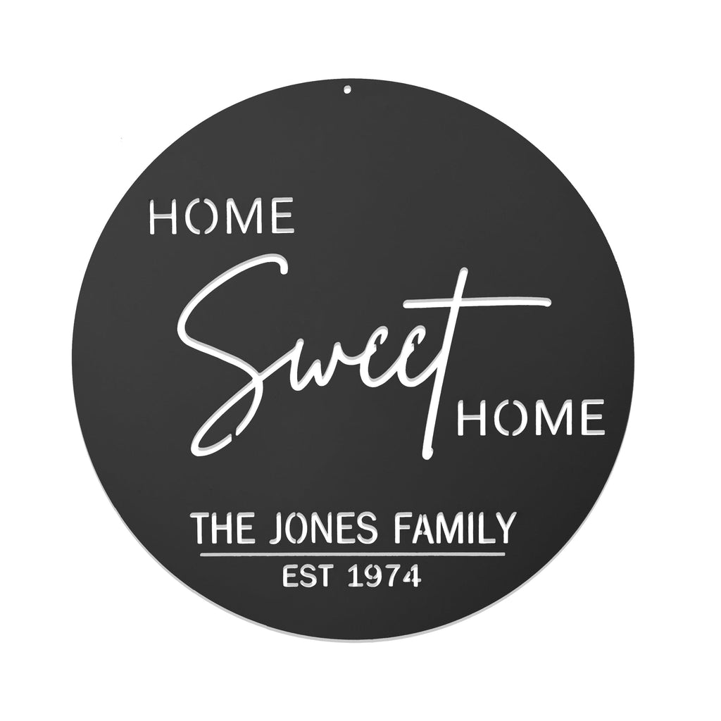 [COL] Sweet Modern Family Plaque - Circle Home Sweet Home Sign With Name and Date or Address
