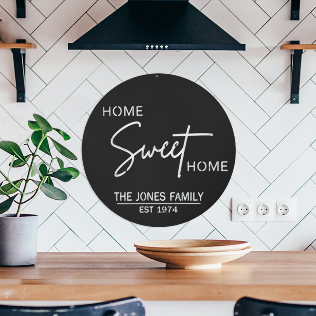 [COL] Sweet Modern Family Plaque - Circle Home Sweet Home Sign With Name and Date or Address