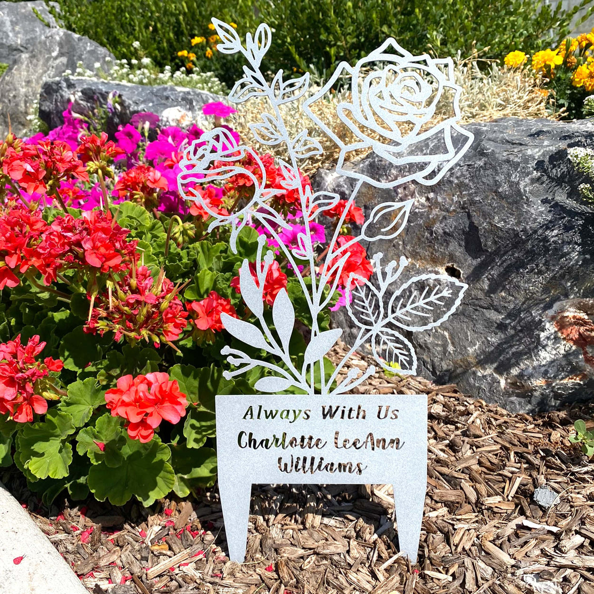 [COL] Flower Bouquet Stake - Metal Cutout Memorial Stake for Loved Ones
