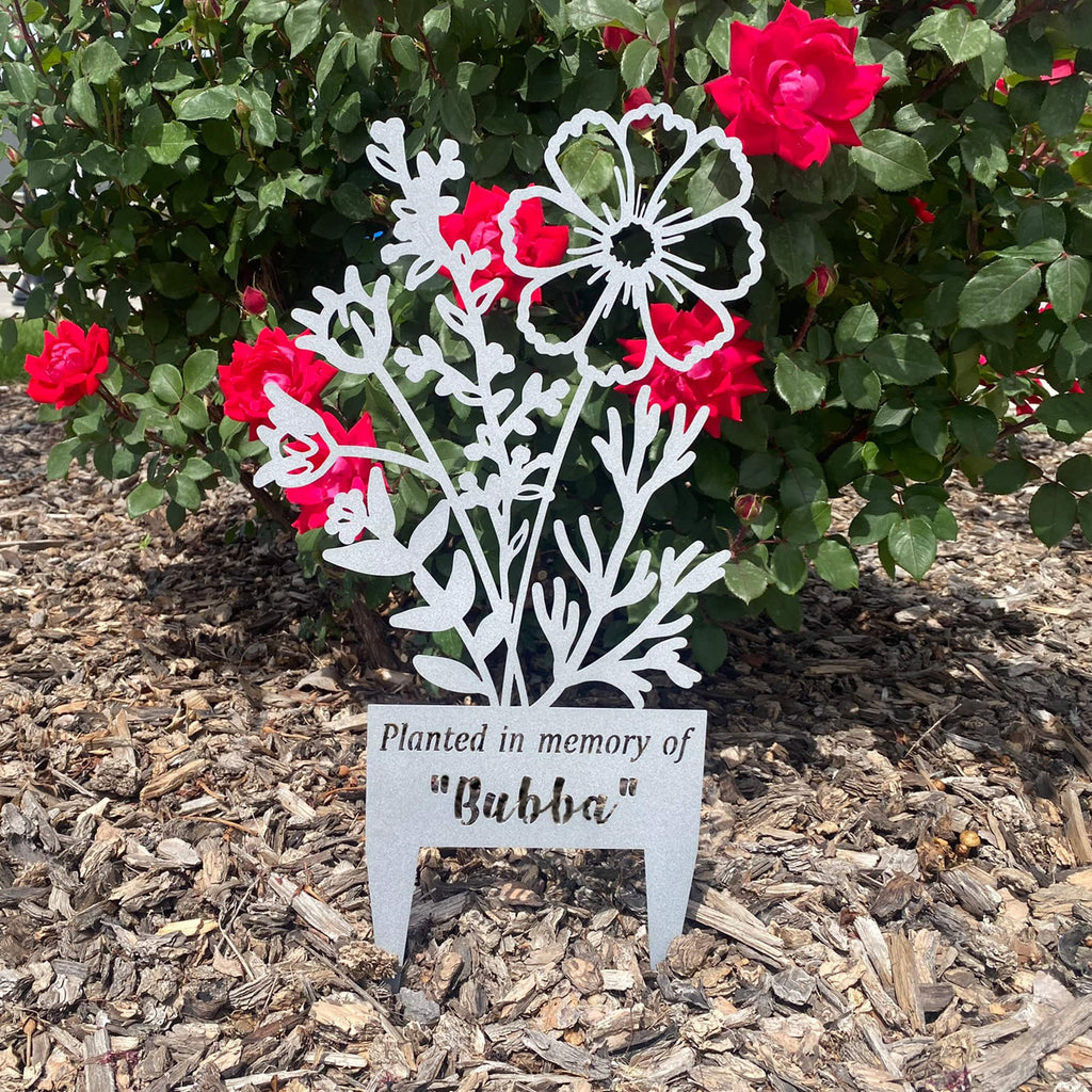 [COL] Flower Bouquet Stake - Metal Cutout Memorial Stake for Loved Ones