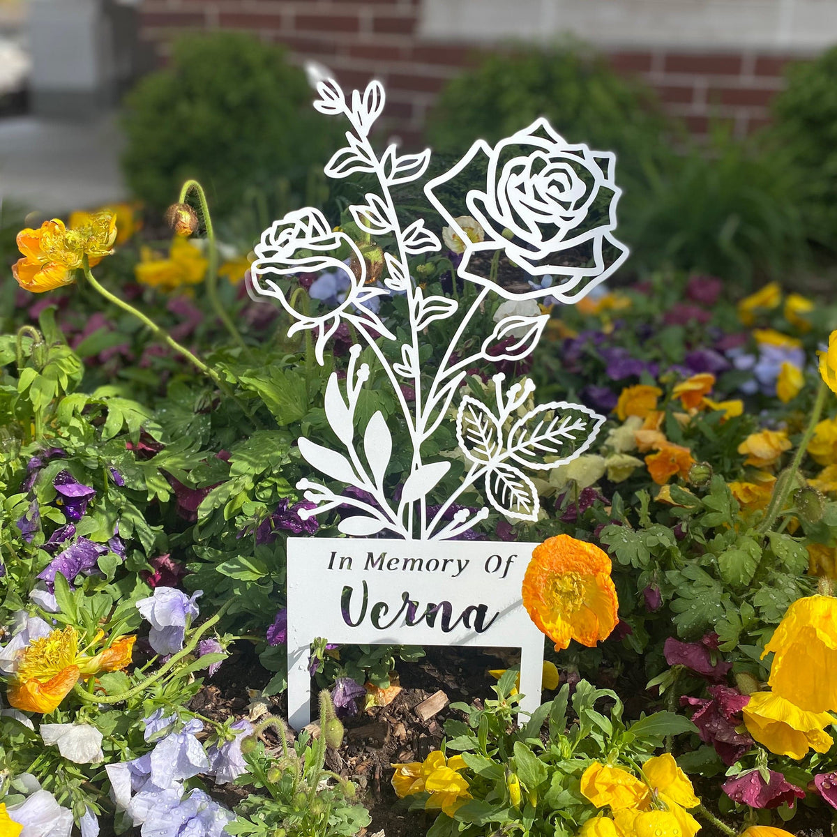 [COL] Flower Bouquet Stake - Metal Cutout Memorial Stake for Loved Ones