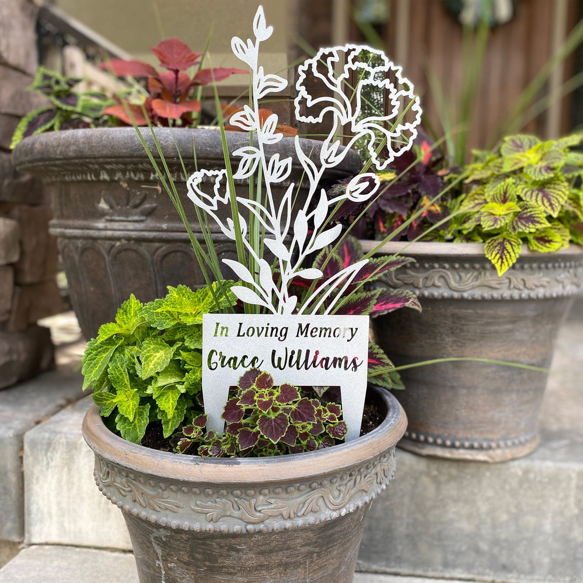 [COL] Flower Bouquet Stake - Metal Cutout Memorial Stake for Loved Ones