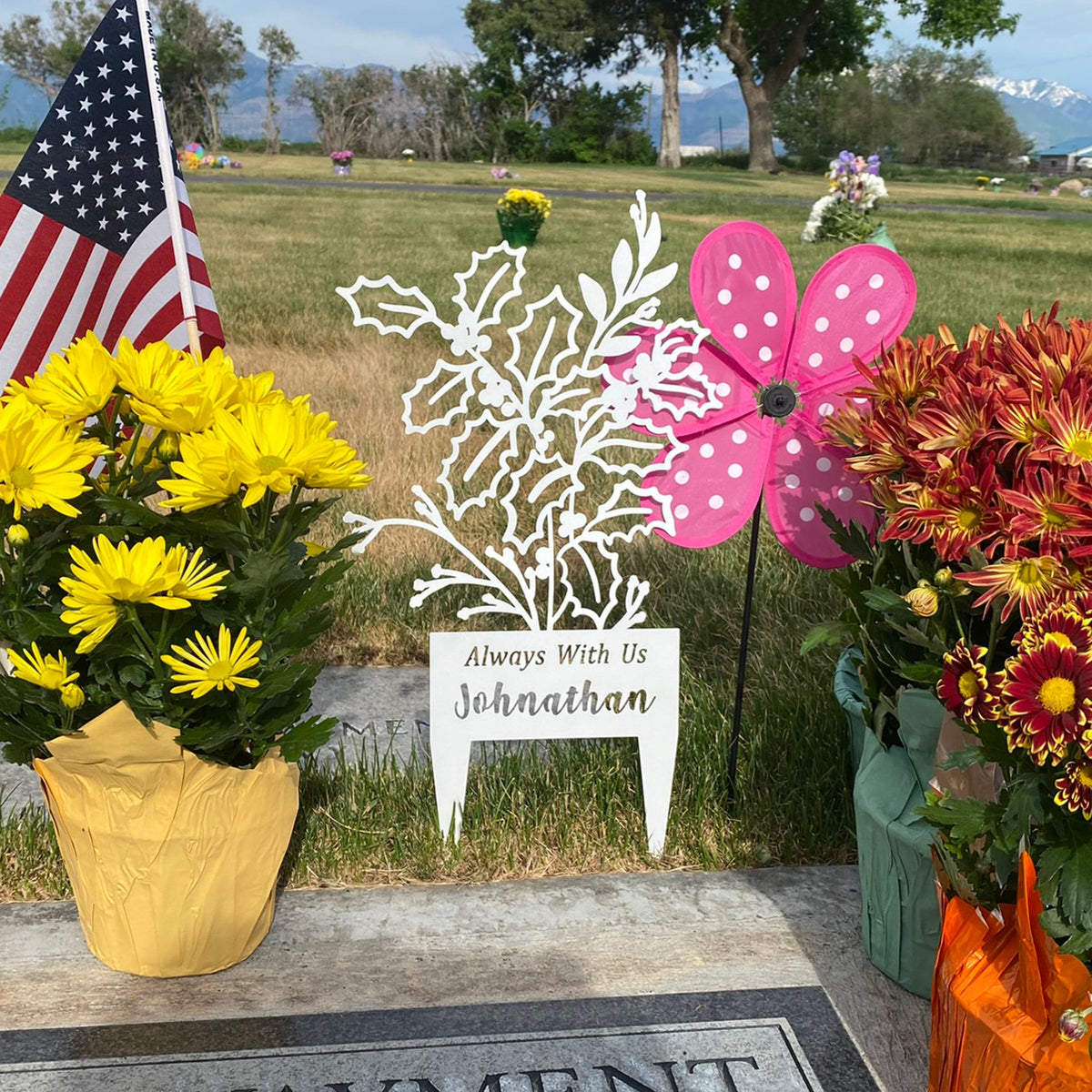 [COL] Flower Bouquet Stake - Metal Cutout Memorial Stake for Loved Ones