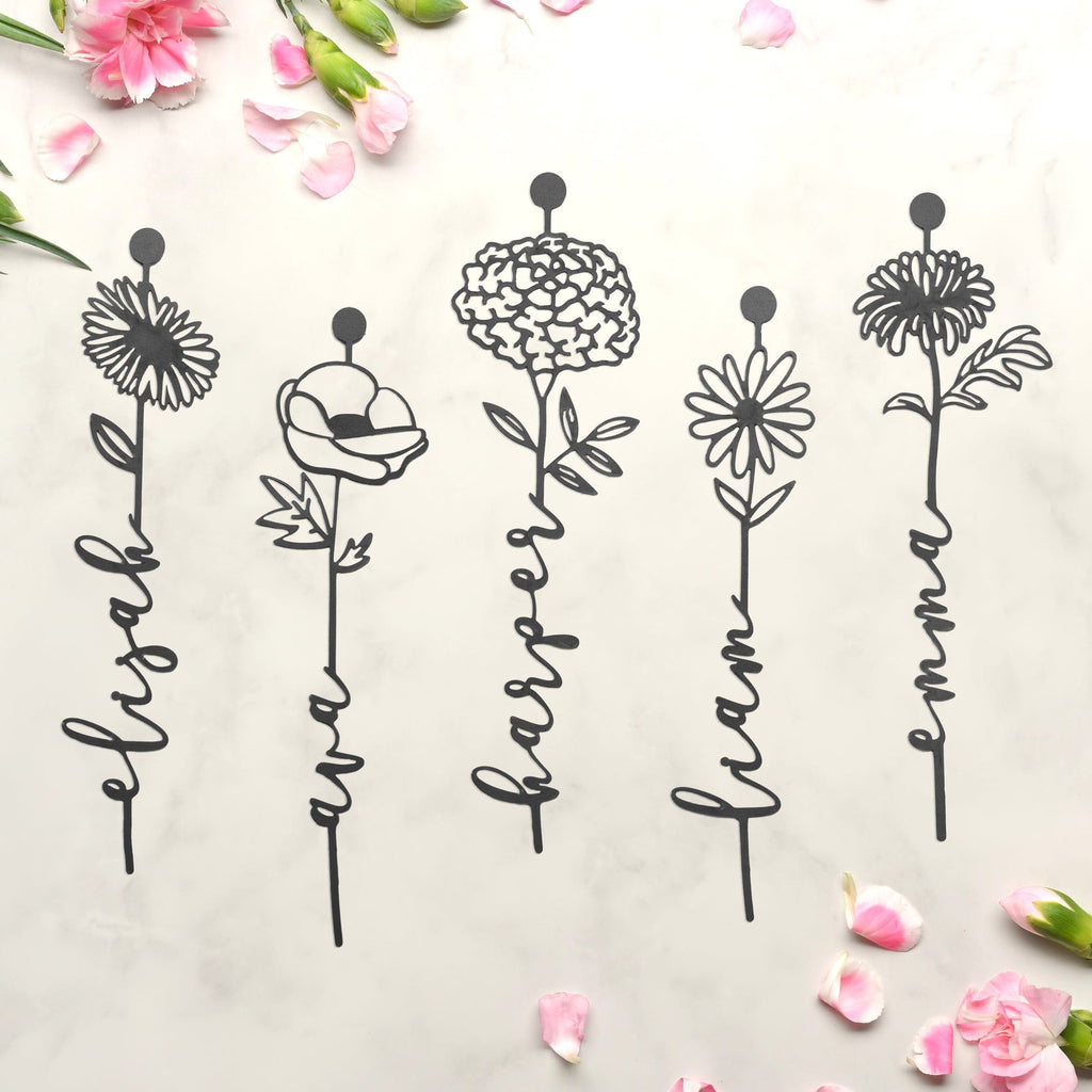 [COL] Our Family Garden - Personalized Birth Month Flowers Family Name Sign Mother's Day Gift