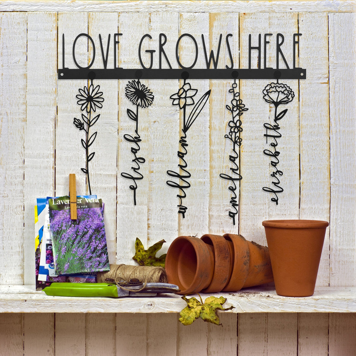 [COL] Our Family Garden - Personalized Birth Month Flowers Family Name Sign Mother's Day Gift