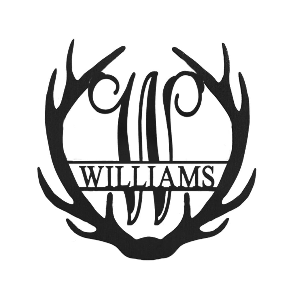 [COL] Antler Monogram with Name - Custom Metal Name Sign for Home Antler