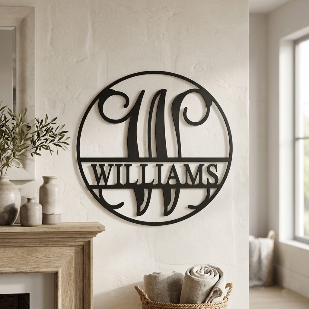 [COL] Circle Monogram With Name -  Monogram Last Name Signs for Home