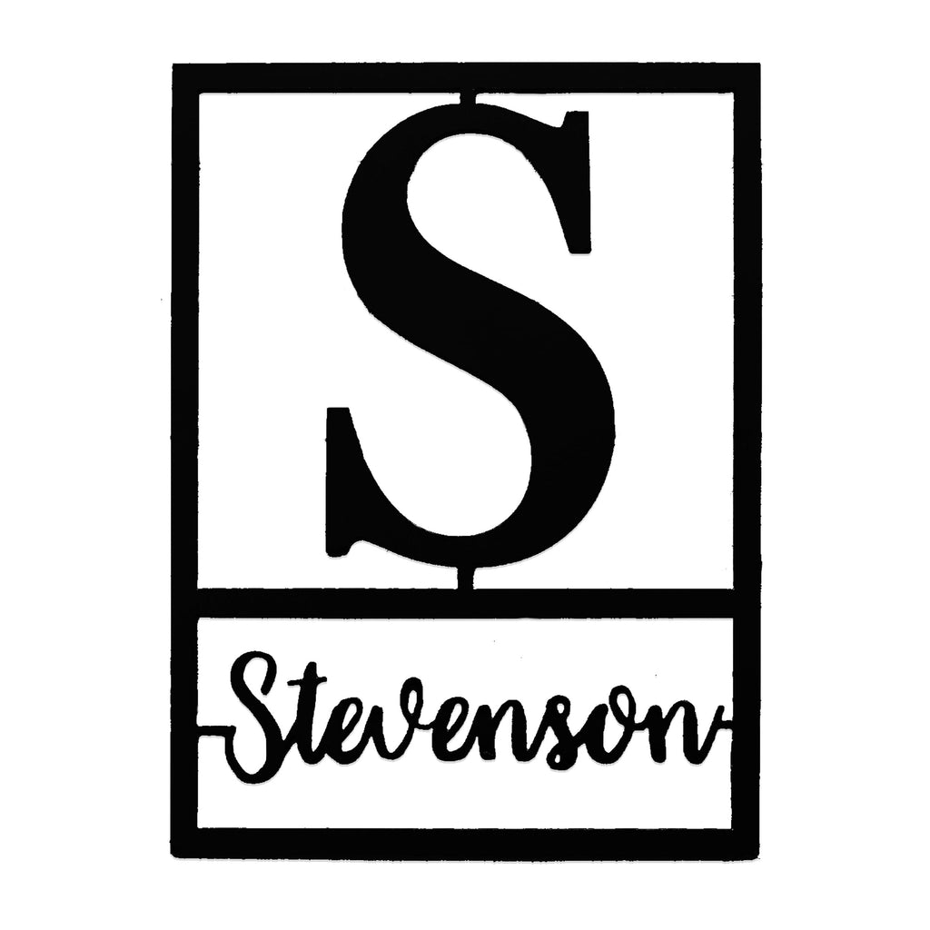 [COL] Floating Script Monogram - Personalized Metal Family Name Sign