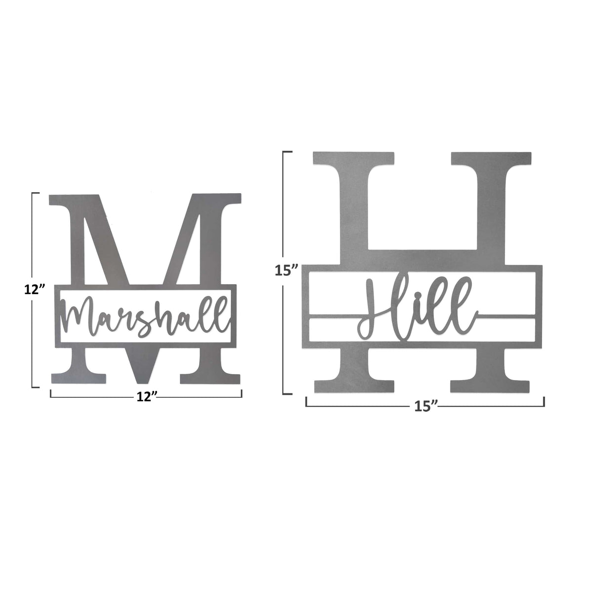 [COL] Script Letter Monogram  - 2 Sizes -  Personalized Metal Family Monogram Last Name Sign