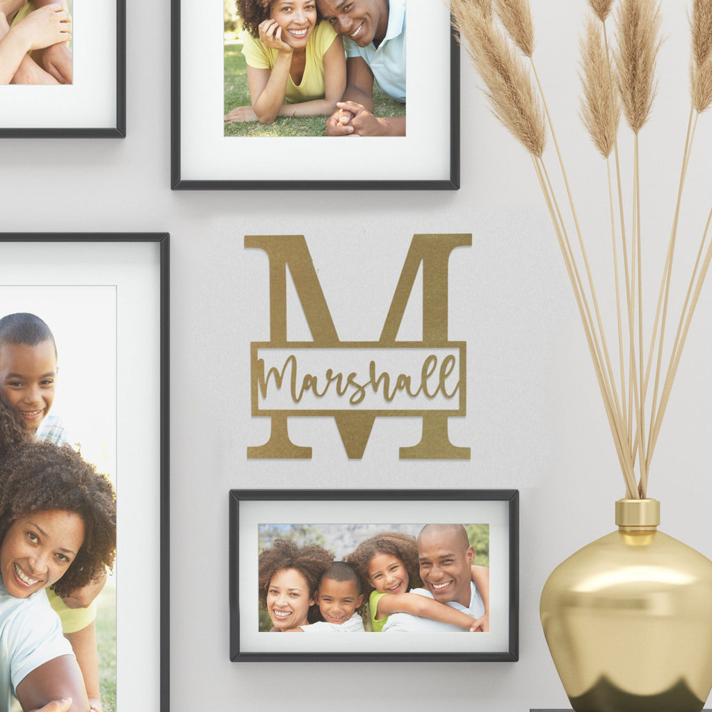 [COL] Script Letter Monogram  - 2 Sizes -  Personalized Metal Family Monogram Last Name Sign