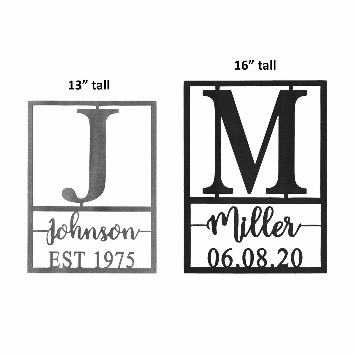 [COL] Weston Name and Date Monogram - 2 Sizes - Custom Metal Rectangle Monogram with Name and Date Sign