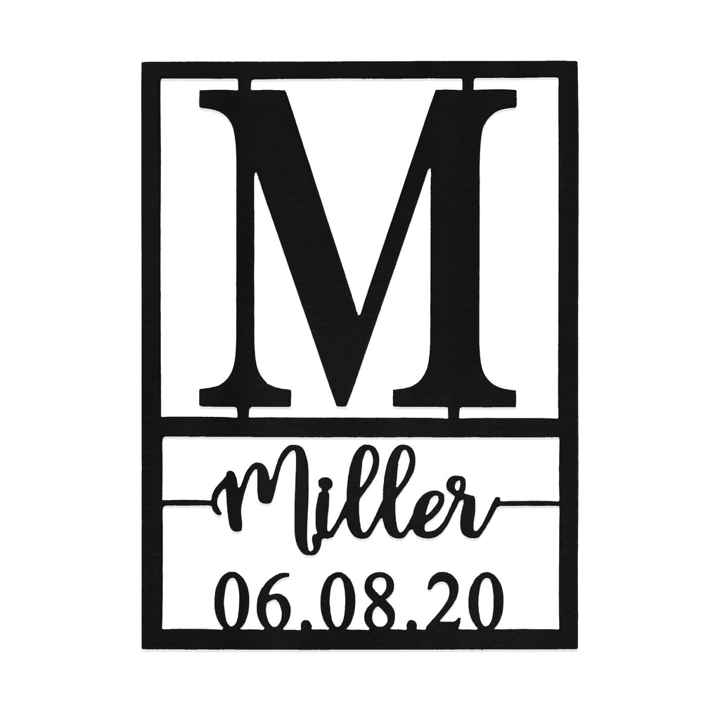 [COL] Weston Name and Date Monogram - 2 Sizes - Custom Metal Rectangle Monogram with Name and Date Sign