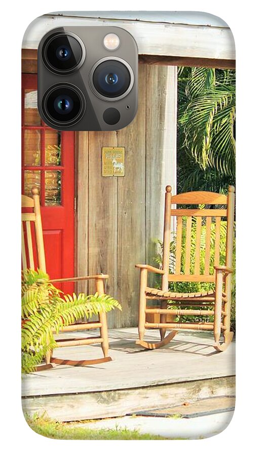 Rustic Porch with Red Door - Phone Case