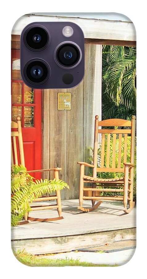 Rustic Porch with Red Door - Phone Case