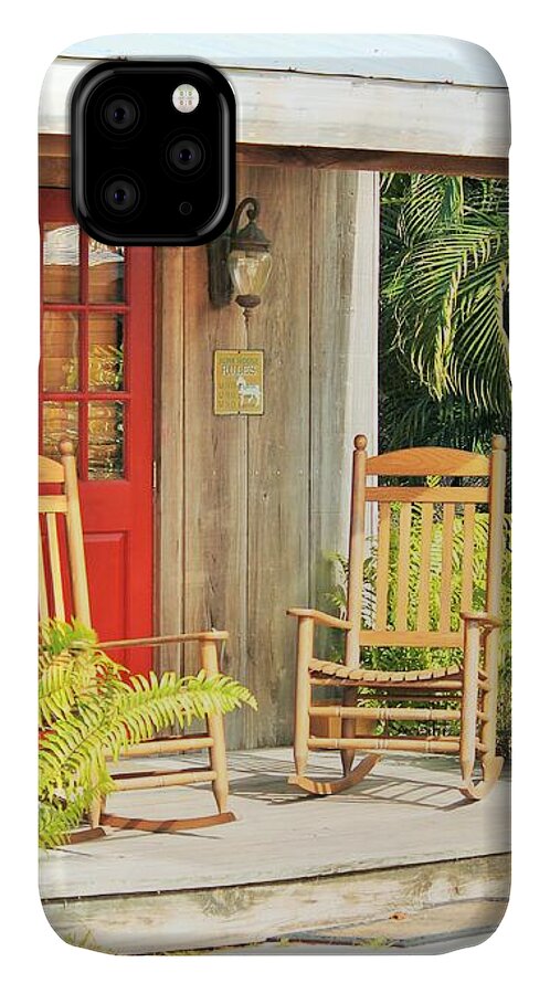 Rustic Porch with Red Door - Phone Case