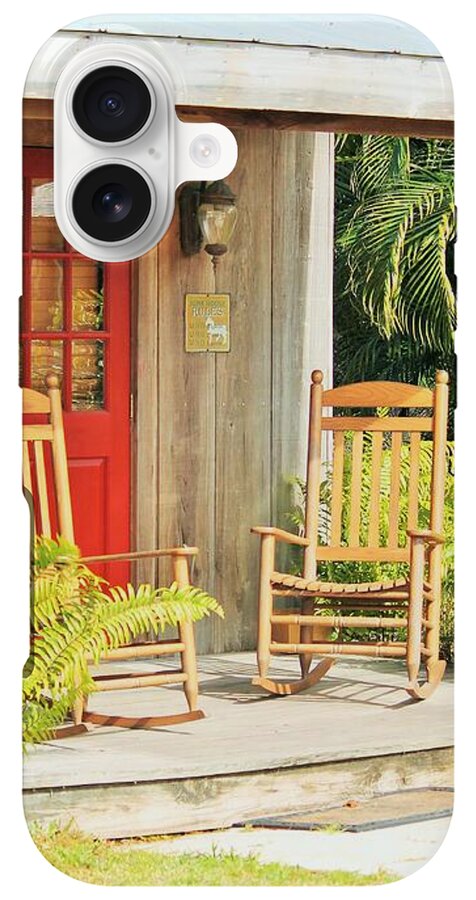 Rustic Porch with Red Door - Phone Case