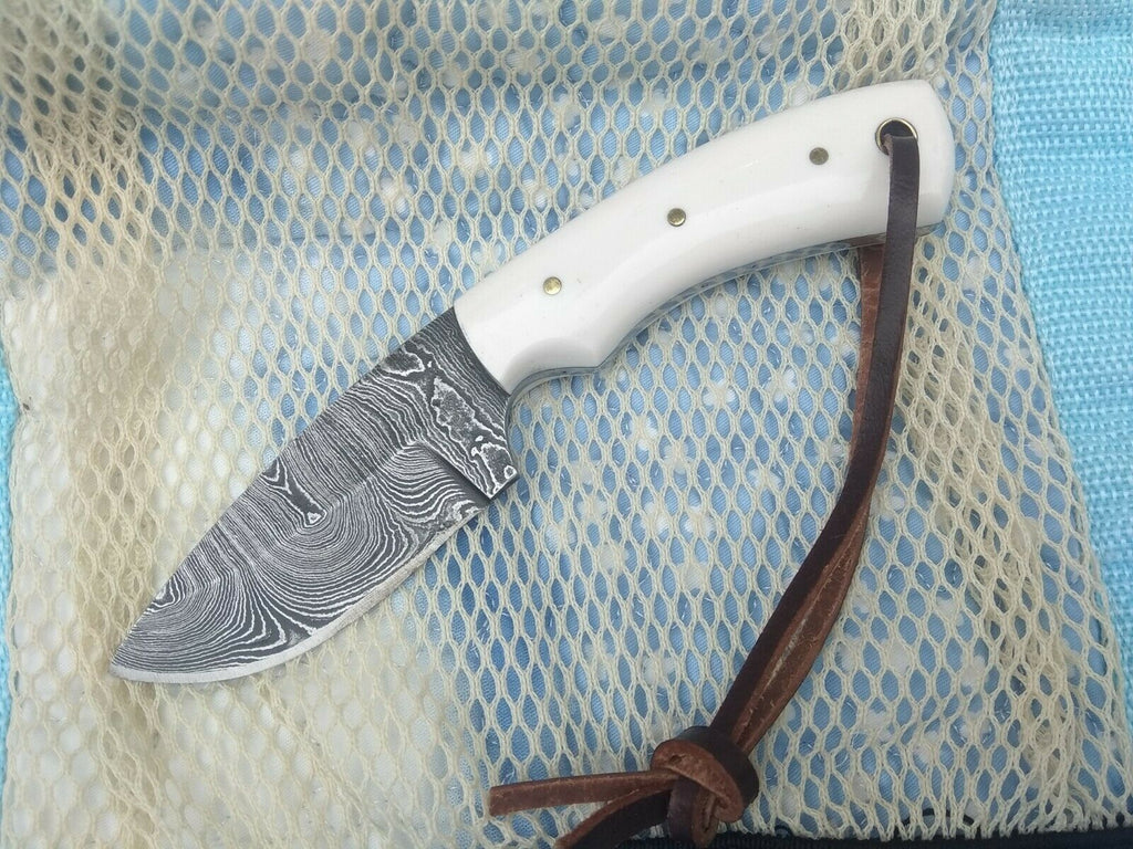 Custom Handmade Damascus Steel Fixed Blade Skinning Knife