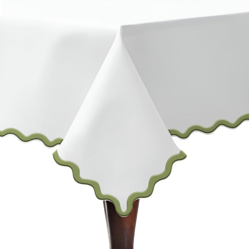 Applique Scalloped Embroidery Cotton Table Cloth