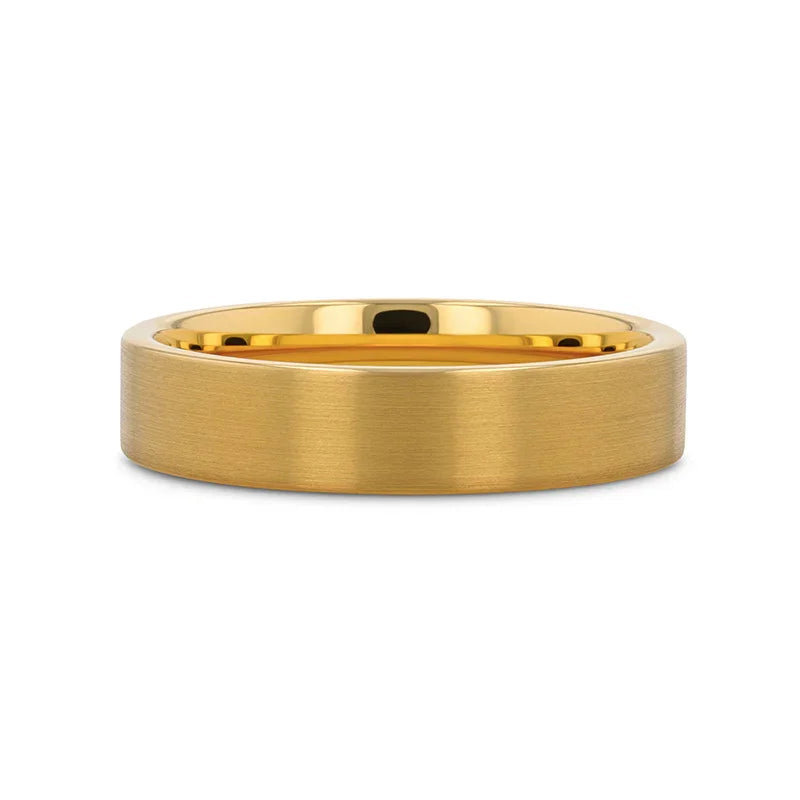 AUDEN Gold-Plated Flat Brushed Tungsten Wedding Ring — 4mm, 6mm & 8mm