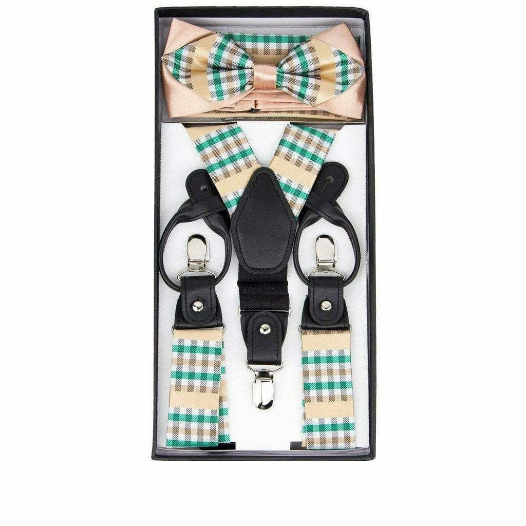 Vittorio Farina Men's Paisley Clip End Suspender with Silver Hardware in Gift Box: 70% Polyester & 30% Elastomer