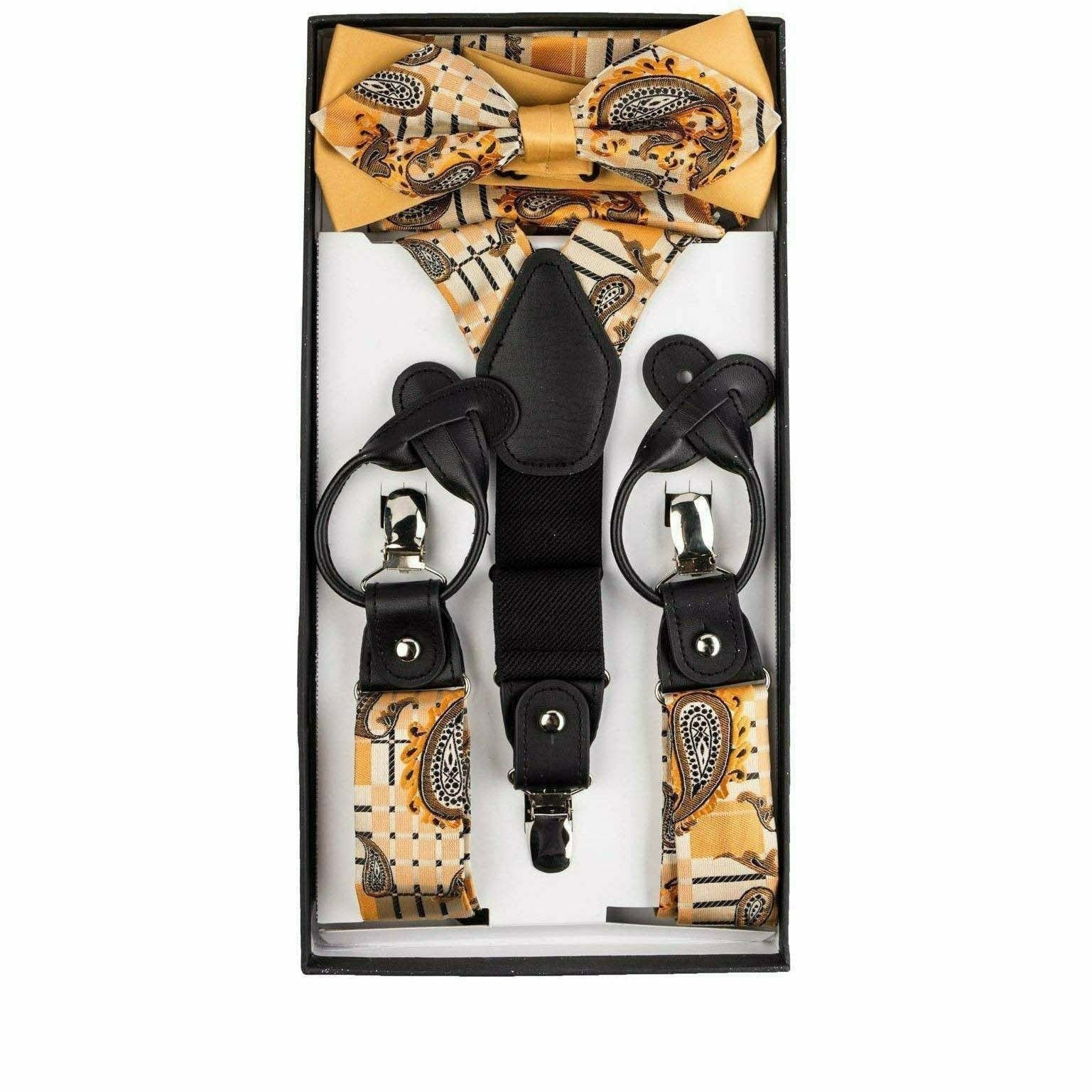 Vittorio Farina Men's Paisley Clip End Suspender with Silver Hardware in Gift Box: 70% Polyester & 30% Elastomer