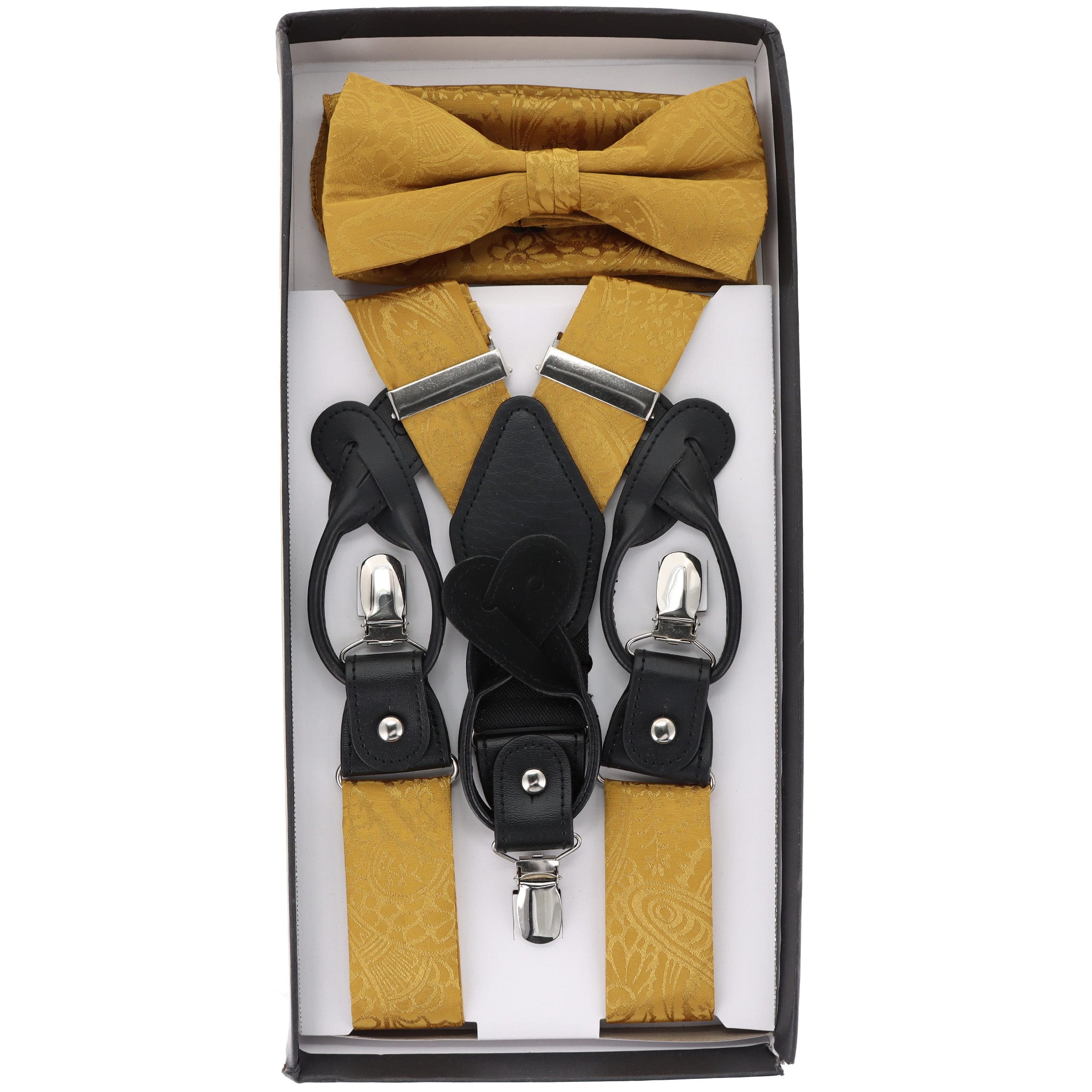 Vittorio Farina Men's Paisley Clip End Suspender with Silver Hardware in Gift Box: 70% Polyester & 30% Elastomer