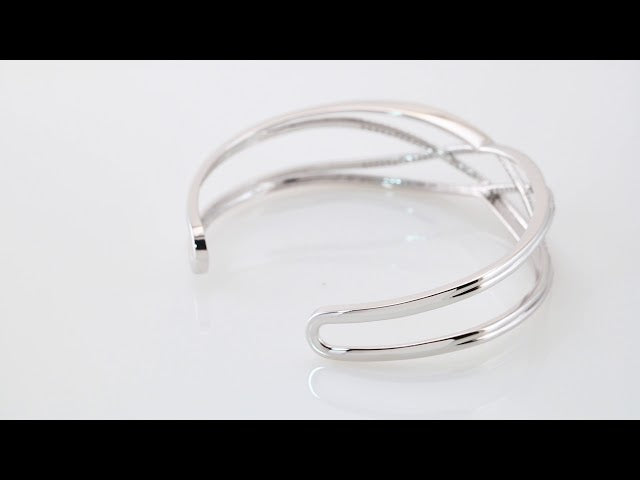 14K White Gold 3/4 CTW Natural Diamond Criss-Cross Cuff 7" Bracelet – image 4