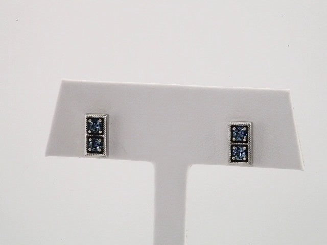Sterling Silver Natural Aquamarine Two-Stone Earrings – image 3