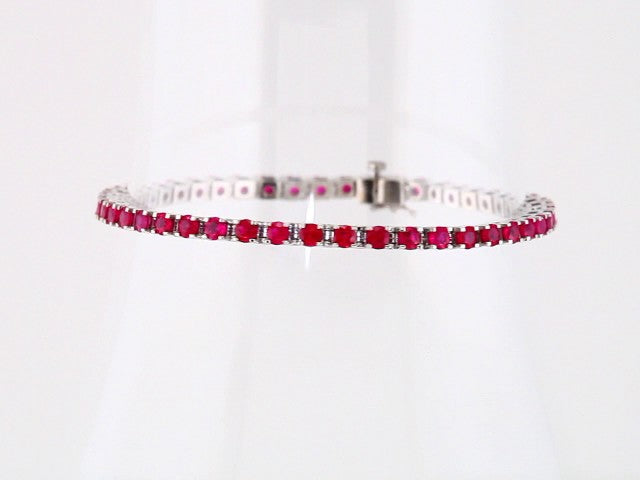 Platinum Natural Ruby Line 7" Bracelet – image 4