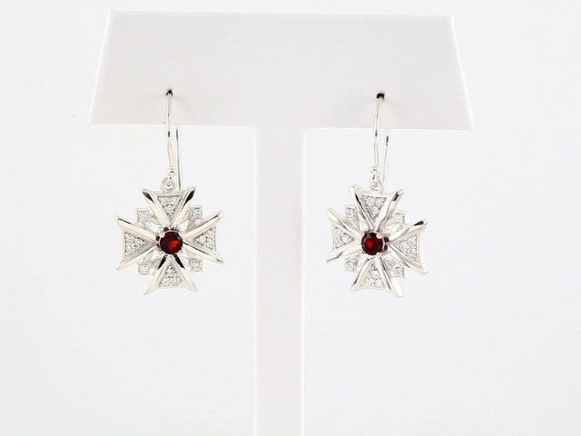 Sterling Silver Natural Mozambique Garnet & 1/3 CTW Natural Diamond Earrings – image 3